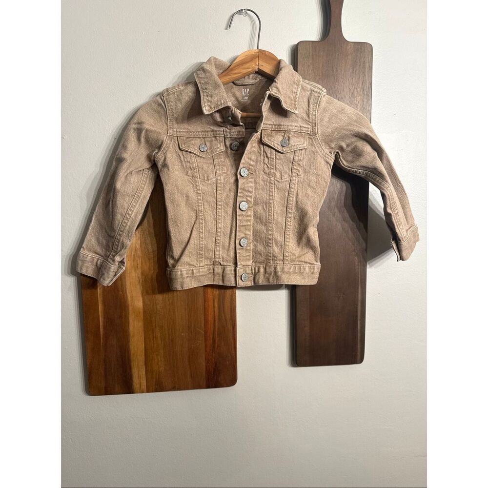 Gap Brown‎ Tan Collared Long Sleeve Button Down Denim Jean Basic Jacket Size 4
